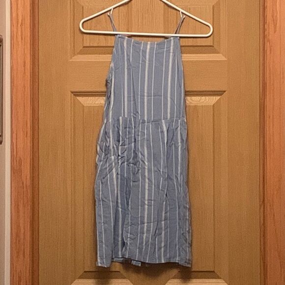 MIA CHICA | Girls Sleeveless Summer Blue White Striped Button Down Dress Size L - Picture 3 of 8